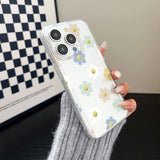 Colourful Flowers Clear Phone Case For iPhone 16 15 14 13 12 12 Pro Max Soft Shockproof Bumper Cover