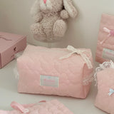 Original Korean Imported Quilted Soft and Cute Quilted Zipper Makeup Bag Storage