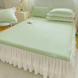 2/3pcs Summer Cooling Bed Skirt Set Class A Princess Mattress Cover Single Soft Mat Room Decor Bedspread Ice Silk Bean Cool Mat