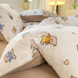 Korean Style Seersucker  Washed cotton Bedding Set  Girls Twin Queen Size Duvet Cover   Bed Linens Kids Fashion