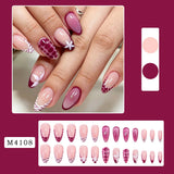 24Pcs Short Almond Press On Nails Floral French Tip Press ons False Nails Stars Print Fake Nails Leopard Print Fake Nails Set