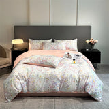 Flower Printed Duvet Cover Set Satin Silk Bed Cover Sets for Summer Queen/King Size Silky plumones de cama Coolling Bedding Set