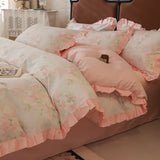Princess Double-Layer Yarn Pure Cotton Bedding Set Skin Friendly Duvet Cover Kit for All Seasons Home Dormitory Comforter Set