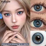 1 Pair Colored Contact Lenses Natural Brown Pupils Blue Eyes Contact lenses Gray Soft Contacts 14.50mm