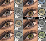 Myopia Lenses 1Pair Colored Contact Lenses with Degree Natural Blue Eye Contacts Prescription Lens Gray Pupils Yearly