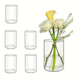Ikeehome  Glass Cylinder Vase, Tall Clear Vase, Hurricane Candle Holder for Wedding Party Home Decor