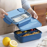 Portable Sealed Lunch Box with Fork Spoon Knife Microwave Available Heating Bento Box Student Office Staff Fruit Food Containers