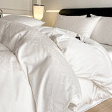 4Pcs Light Luxury High-end Sense 160 Pcs 100% Cotton Tribute Satin Jacquard Quilt Cover Sheet Simple Bedding