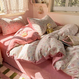 New autumn and winter thickened milk fleece bed 4-piece set double yarn quilt cover bed sheet three-piece set for students