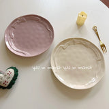 Ins Style Bow Dessert Plate High-end Solid Color Ceramic Disc Korean Underglaze Color Western Tableware Home Relief Bread Plates