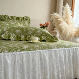 2pcs 100%Cotton Pillowcases French Style Pillow Cover Cushion Covers Bed 48x74cm Comfortable Pillowsham with Crinkled Gauze Lace