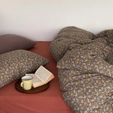 American Sle Floral Cotton Knitted Bedding Set 4pcs Pure Cotton Retro Sle Soft Breathable Comforter Cover eet