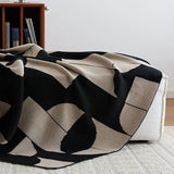 Nordic Geometric Throw Blanket Knitted Sofa Cover Home Decorative Cover Luxury Nap Bed Blanket Black And Coffee Soft Shawl Warm