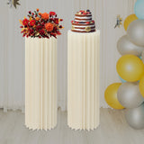 2-Pack Reusable Folding Cardboard Centerpiece Stand Decor | Cylinder Flower Display Column & DIY Plant Holder for Anniversary