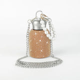 300ml Mini Thermos Cup With Pearl Chain Rope for Women,Diamond-encased Case,Stainless Steel Vacuum Flasks,Drinkware,Water Bottle