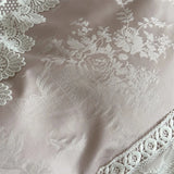 Vintage Embossed Jacquard Lace Edge Luxury Bedding Set 1000TC Egyptian Cotton Duvet Cover Flat/Fitted Bed Sheet Pillowcases 4Pcs
