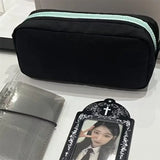 Simple Solid Color Square Pencil Case Large Capacity Classified Storage Pencil Bags Multifunctional Student Stationery Organizer