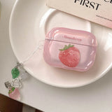Pink Strawberry AirPods4 Case for Airpods Pro3 Pro 2 3 Air pods AirPod Pro2 with Key chain Bluetooth Headphone Protective Cover