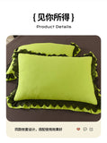 Princess Style Bedding Set Ruffle Duvet Cover With Lace Soft Four Piece Set Quilt Cover Bed Skirt Pillowcase Girls Bedroom Decor