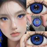 Blue Colored Contact Lenses with Diopter Power 14.5mm Small Pupil Lens for Eyes Beauty