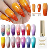 16 Colors of Thermochromic Gel Nail Polish - Trendy Autumn/Winter Thermochromic Gel Nail Polish with LED Gloss and Shine for a S
