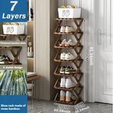 New Portable Small Foldable Shoe Rack Without Installation,Bamboo Shoe Rack for Storage.Ideal for Hallway,Bedroom,Living Room