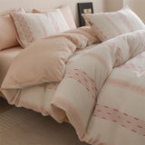 New Class Duvet Cover Knitted Cotton Printing Small Fresh King Size Queen Size Set Bed Sheet Bed Hat 4Pcs Set