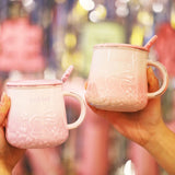 Cute Style High-Temperature Firing Manual Ceramic Mug With Lid And Spoon Set Tableware Underglaze Colour Large Capacity 400ml