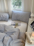 Light Blue White Milk Pure Cotton Waed Bedding Set Simple Nordic Sle Double Stitch  Color Mix Match Bed Canopy Sle