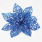 Blue Artificial Flowers Christmas Tree Decoration Glitter Star Light Berries Snowflakes Bow for Home Decor New Year Ornaments