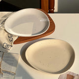 Ins Style Triangular Plates High-end Ceramic Cake Dessert Tray Exquisite Household Breakfast Plate Simple Splashed Ink Tableware