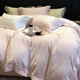 Luxury 1000TC Lyocell Cotton Jacquard Soft Silky Bedding Set Queen King Size Duvet Cover Bed Sheet/Fitted Sheet Pillowcases 4Pcs