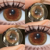 2pcs 14.5mm Big Diameter Colored Contacts Glossy High Moisture Half Yearly Lenses for Daily Wear 0.00D No Power