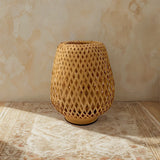 Small Bamboo-Woven Lamp Handmade Craft Table Lamp for Bedroom & Study Bamboo-Style Design Warm Decor Piece Desktop Ornament