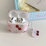 Lovely Pink Cherry Bowknot Gloss Soft Earphone Case For AirPods 4 For AirPods Pro 2 3 1 Headphone Accessories Protection Cover