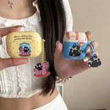 Black Cat Pendant Chain Earphone Case Protect For Airpods 1 2 3 4 Cover Soft Shockproof For Air Pods Pro Pro2nd Fundas