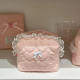 Original Korean Imported Quilted Soft and Cute Quilted Zipper Makeup Bag Storage