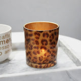 8x9cm Leopard Print Glass Candle Holder Glass Candle Container Multi Color Tea Light Candle Holder Housewarming Gift Home Decor