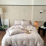 Korean Princess Floral Ruffles 100% Cotton Double Layer Yarn Soft Bedding Set Single Queen King Duvet Cover Bed Sheet Pillowcase