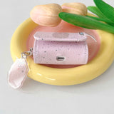 Leather pink blue ink-splash wireless headset case for apple airpods pro2nd 3 pro 1 2 charging box cute puppy pendant summer