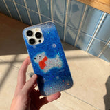 Winter scarf puppy shiny fundas for iphone 15pro 14promax 13 15 16 14 pro max 13promax blue gradient anti-fall rope phone case