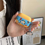 Cute Music Dog Pendant Chain Grid Earphone Case Protect For Airpods 1 2 3 4 Cover Soft Shockproof For Air Pods Pro Pro2nd Fundas