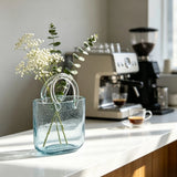 Handbag Shaped Glass Vase Creative Bubble Glass Flower Container Hydroponic Vase for Home Desktop Decoration