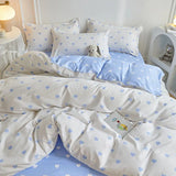 Duvet Cover Set for Boys and Girls, Cute Sweetheart, Flat Sheet, Pillowcase, Floral Bed Linen, Twin Queen Size, Home Bedding Kit