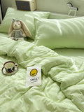 Waed Cotton Bedding Set Simple ature Light een Plaid Tee-Piece Queen Size Pure Cotton Bed Linens Japanese Sle