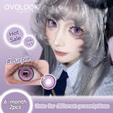 2Pcs 6 Months Purple Cosplay Contact Lenses 14.5mm Big Diameter Anime Colored Pupils Soft Eye Lenses
