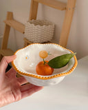 Japanese Cute Orange Bowl, Retro Lace Small Bowl, Breakfast Fruit Cereal Yogurt Bowl