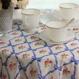 French Romantic Tablecloth Butterfly Knot Rose Printed Pure Cotton Tablecloth Lace Lace Dustproof Cover Towel Home Decoration