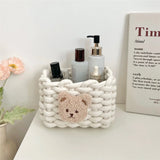 Handmade Thick Cotton Rope Woven Storage Basket Simple Desktop Book Snack Miscellaneous Items Basket for Bedroom Living Room