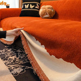 High-End Contrast Sofa Towel with Tassels All-Inclusive Anti Cat Scratch Sofa Cover Soft Four-Season Universal Couch Covers